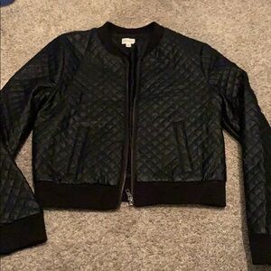 Love Fire Black Quilted Moto Jacket Bomber Coat